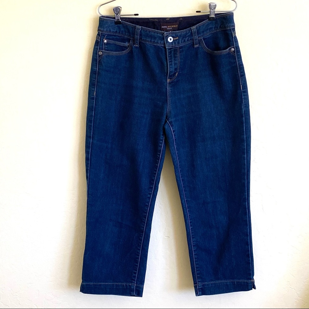Dana Buchman Dk Blue Crop Jeans Flap Pockets 8